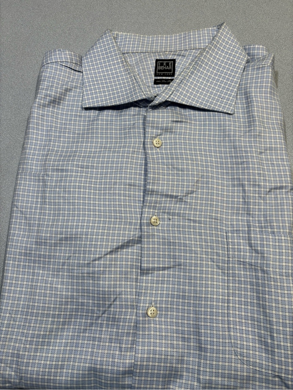 Ike Behar- Dress Shirt-Blue and White Windowpane